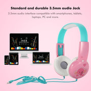 KID101 Portable Cute Children Learning Wired Headphone(Pink Green)