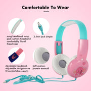 KID101 Portable Cute Children Learning Wired Headphone(Pink Green)