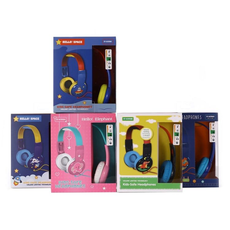 KID101 Portable Cute Children Learning Wired Headphone(Pink Green)