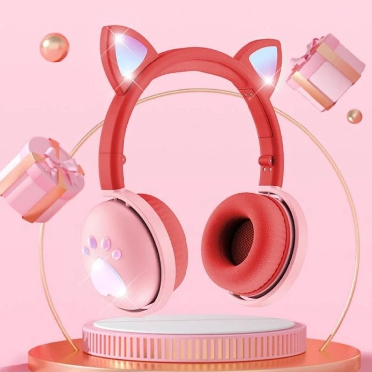 BK9 HiFi 7.1 Surround Sound Cat Claw Luminous Cat Ear Bluetooth Gaming Headset with Mic(Pink)