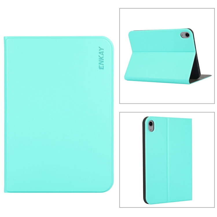 For iPad mini 2024 / mini 6 ENKAY Horizontal Flip PU Leather + TPU Smart Tablet Case with Holder & Sleep / Wake-up Function(Cyan)