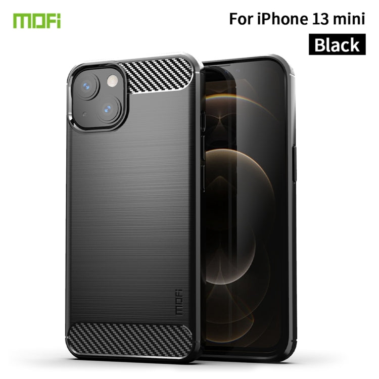 For iPhone 13 mini MOFI Gentleness Series Brushed Texture Carbon Fiber Soft TPU Case  (Black)