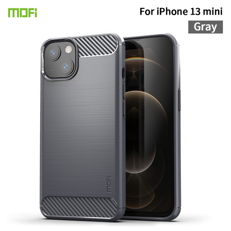 For iPhone 13 mini MOFI Gentleness Series Brushed Texture Carbon Fiber Soft TPU Case  (Gray)
