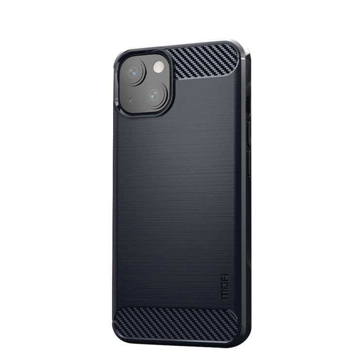 For iPhone 13 MOFI Gentleness Series Brushed Texture Carbon Fiber Soft TPU Case (Blue)