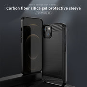 For iPhone 13 MOFI Gentleness Series Brushed Texture Carbon Fiber Soft TPU Case (Blue)