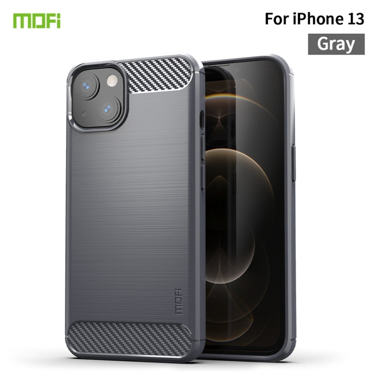 For iPhone 13 MOFI Gentleness Series Brushed Texture Carbon Fiber Soft TPU Case (Gray)