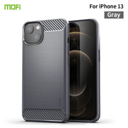 For iPhone 13 MOFI Gentleness Series Brushed Texture Carbon Fiber Soft TPU Case (Gray)