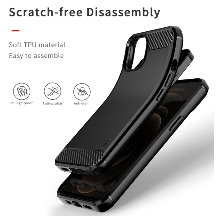 For iPhone 13 MOFI Gentleness Series Brushed Texture Carbon Fiber Soft TPU Case (Gray)
