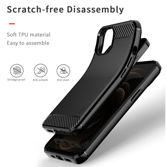 For iPhone 13 MOFI Gentleness Series Brushed Texture Carbon Fiber Soft TPU Case (Gray)