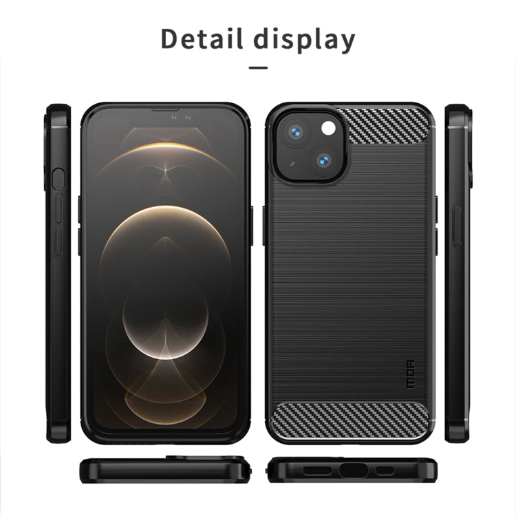 For iPhone 13 MOFI Gentleness Series Brushed Texture Carbon Fiber Soft TPU Case (Gray)
