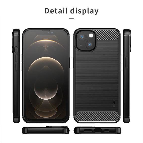 For iPhone 13 MOFI Gentleness Series Brushed Texture Carbon Fiber Soft TPU Case (Gray)