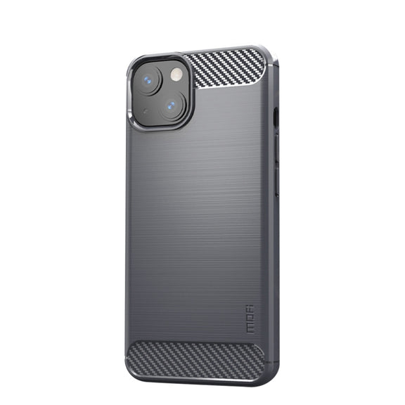 For iPhone 13 MOFI Gentleness Series Brushed Texture Carbon Fiber Soft TPU Case (Gray)