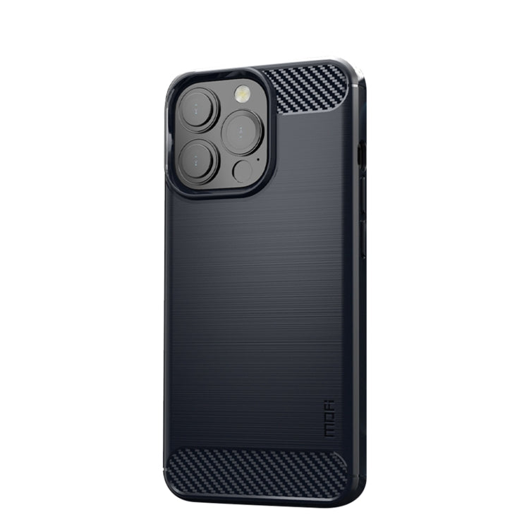 For iPhone 13 Pro MOFI Gentleness Series Brushed Texture Carbon Fiber Soft TPU Case  (Blue)