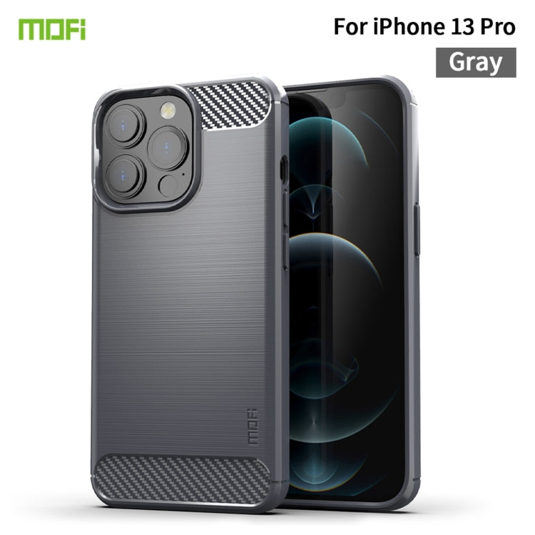 For iPhone 13 Pro MOFI Gentleness Series Brushed Texture Carbon Fiber Soft TPU Case  (Gray)