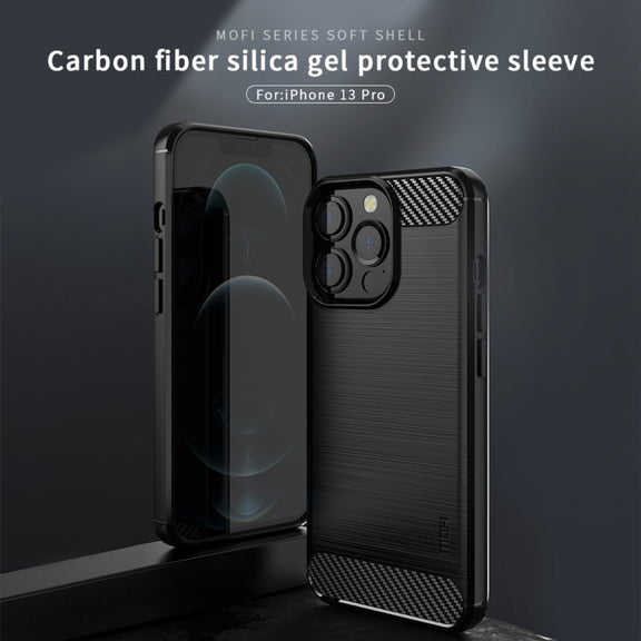 For iPhone 13 Pro MOFI Gentleness Series Brushed Texture Carbon Fiber Soft TPU Case  (Gray)