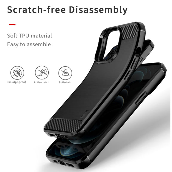 For iPhone 13 Pro MOFI Gentleness Series Brushed Texture Carbon Fiber Soft TPU Case  (Gray)