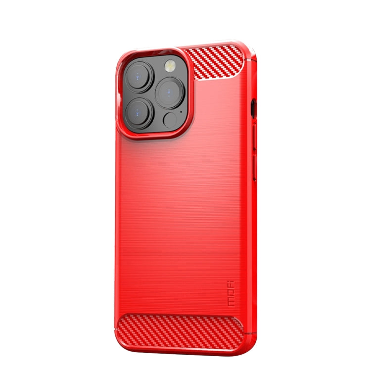 For iPhone 13 Pro MOFI Gentleness Series Brushed Texture Carbon Fiber Soft TPU Case  (Red)