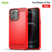 For iPhone 13 Pro MOFI Gentleness Series Brushed Texture Carbon Fiber Soft TPU Case  (Red)