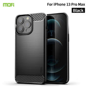 For iPhone 13 Pro Max MOFI Gentleness Series Brushed Texture Carbon Fiber Soft TPU Case  (Black)