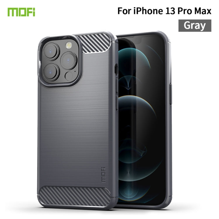 For iPhone 13 Pro Max MOFI Gentleness Series Brushed Texture Carbon Fiber Soft TPU Case  (Gray)