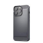 For iPhone 13 Pro Max MOFI Gentleness Series Brushed Texture Carbon Fiber Soft TPU Case  (Gray)