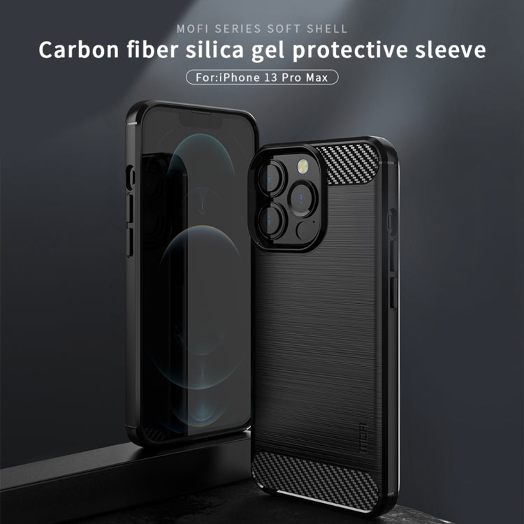 For iPhone 13 Pro Max MOFI Gentleness Series Brushed Texture Carbon Fiber Soft TPU Case  (Gray)