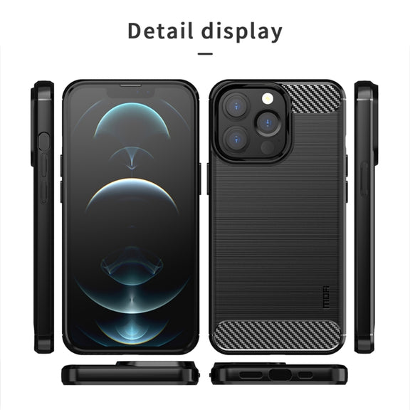 For iPhone 13 Pro Max MOFI Gentleness Series Brushed Texture Carbon Fiber Soft TPU Case  (Gray)