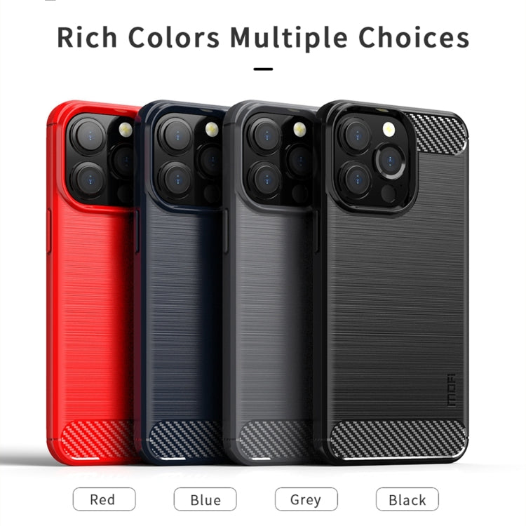 For iPhone 13 Pro Max MOFI Gentleness Series Brushed Texture Carbon Fiber Soft TPU Case  (Gray)