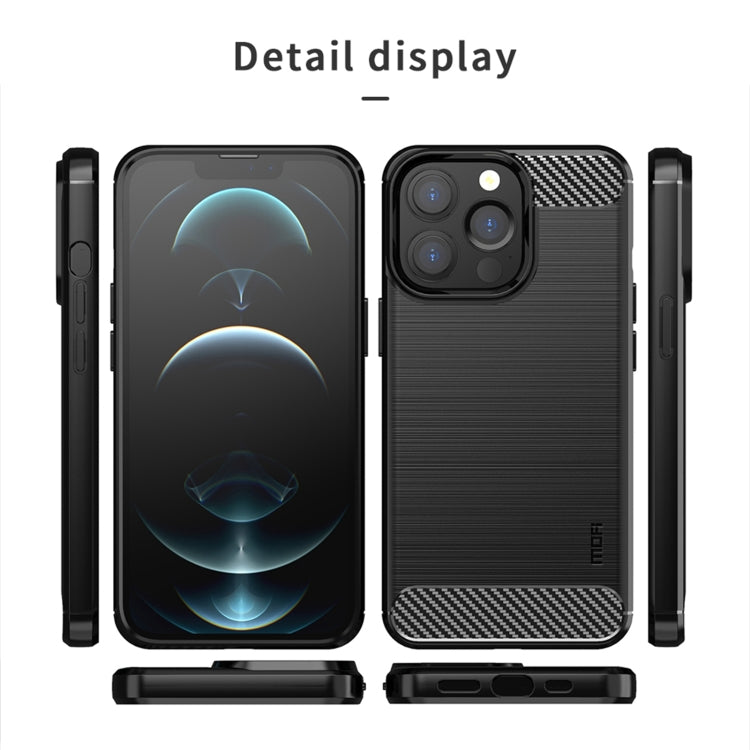 For iPhone 13 Pro Max MOFI Gentleness Series Brushed Texture Carbon Fiber Soft TPU Case  (Red)