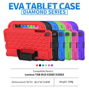 For Lenovo M10 X306X / X306F Diamond Series EVA Anti-Fall Shockproof Sleeve Protective Shell Case with Holder & Strap(RoseRed)
