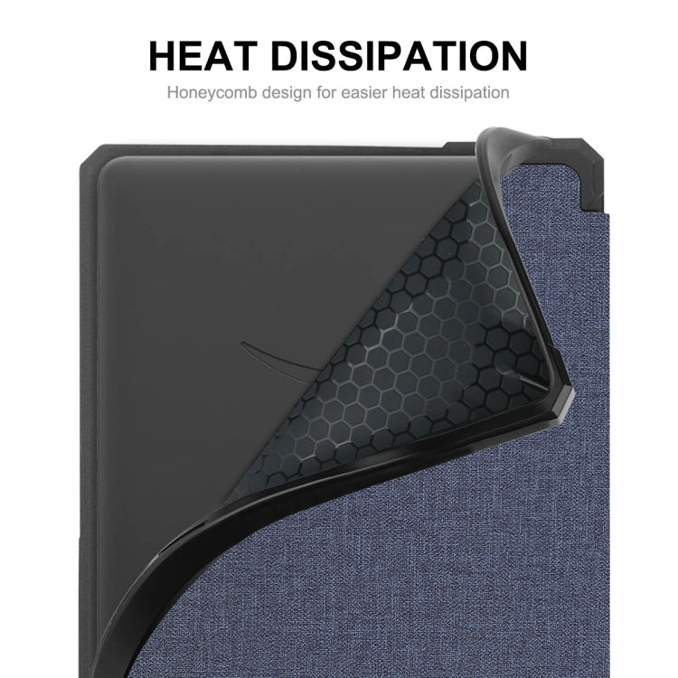 For Amazon Kindle Paperwhite 5 2021 ENKAY Solid Color Denim Texture Horizontal Flip Leather Tablet Case with Sleep / Wake-up Function(Dark Blue)