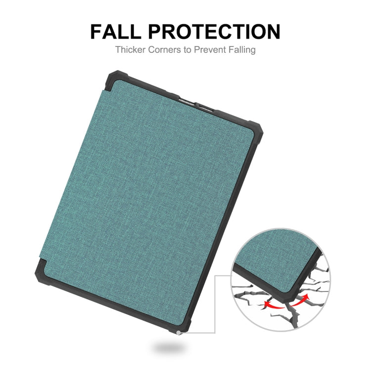 For Amazon Kindle Paperwhite 5 2021 ENKAY Solid Color Denim Texture Horizontal Flip Leather Tablet Case with Sleep / Wake-up Function(Green)