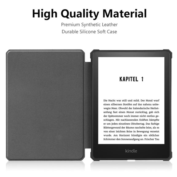 For Amazon Kindle Paperwhite 5 2021 ENKAY Solid Color Denim Texture Horizontal Flip Leather Tablet Case with Sleep / Wake-up Function(Black)