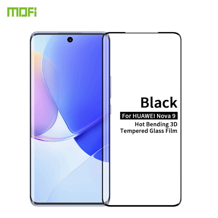 For Huawei nova 9 MOFI 9H 3D Explosion-Proof Hot Bending Full Screen Tempered Glass Film(Black)