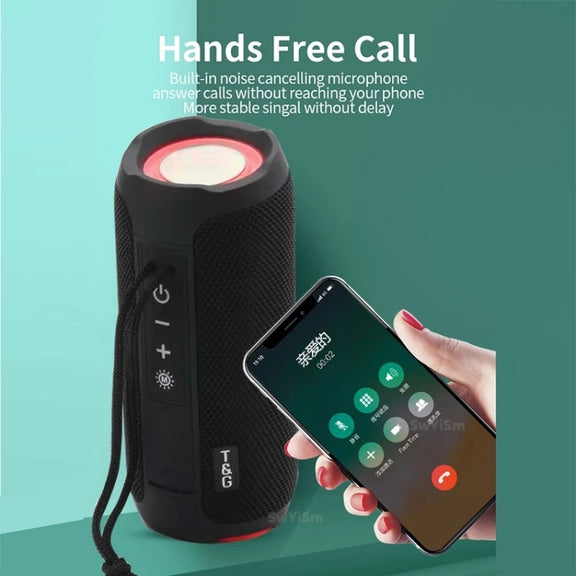 T&G TG227 Outdoor Portable Water-resistant Bluetooth Music Speaker with LED Support FM / TF / USB(Gray)