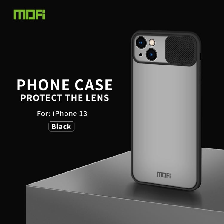 For iPhone 13 MOFI Translucent Frosted PC + TPU Phone Case(Black)