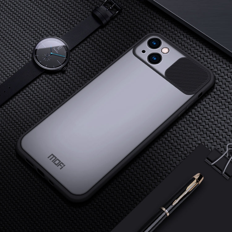 For iPhone 13 MOFI Translucent Frosted PC + TPU Phone Case(Black)