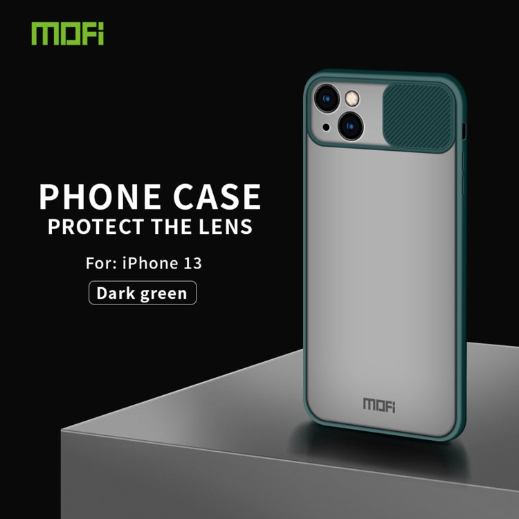 For iPhone 13 MOFI Translucent Frosted PC + TPU Phone Case(Green)