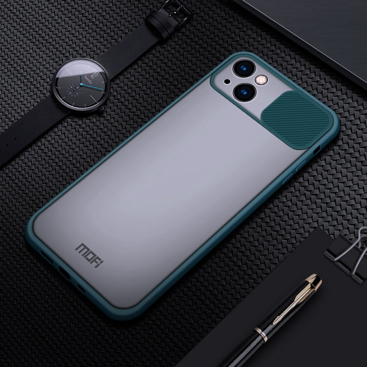 For iPhone 13 MOFI Translucent Frosted PC + TPU Phone Case(Green)