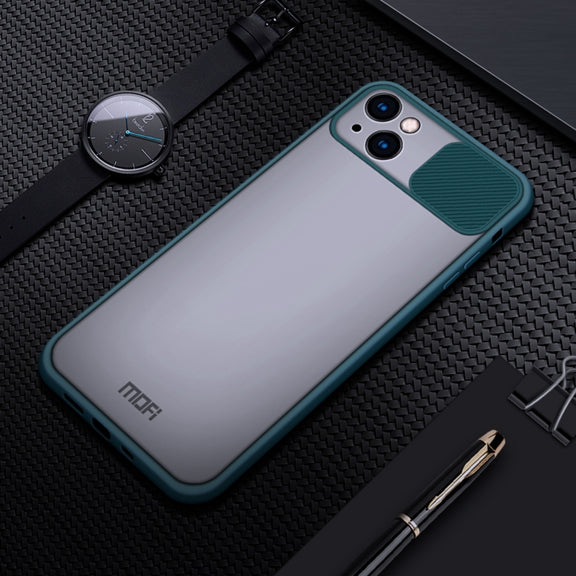 For iPhone 13 MOFI Translucent Frosted PC + TPU Phone Case(Green)