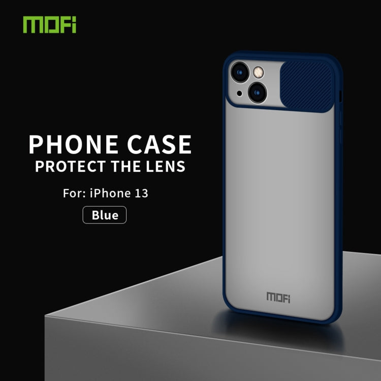 For iPhone 13 MOFI Translucent Frosted PC + TPU Phone Case(Blue)