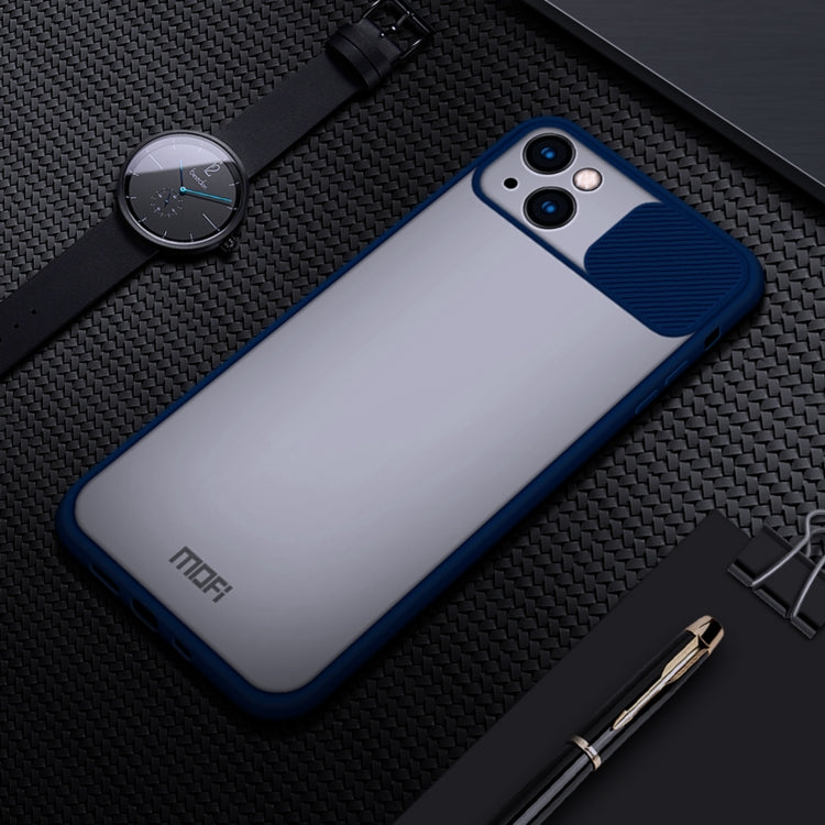 For iPhone 13 MOFI Translucent Frosted PC + TPU Phone Case(Blue)