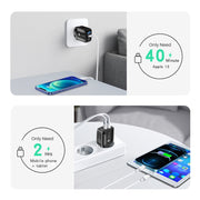 PD25W USB-C / Type-C + QC3.0 USB Dual Ports Fast Charger, US Plug(White)