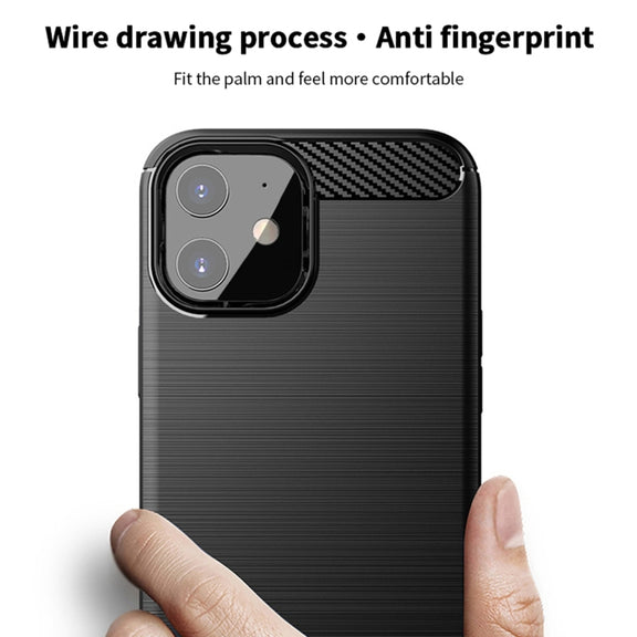 For iPhone 12 mini MOF Gentleness Series Brushed Texture Carbon Fiber Soft TPU Case (Blue)