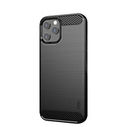 For iPhone 12 Pro Max MOF Gentleness Series Brushed Texture Carbon Fiber Soft TPU Case(Black)