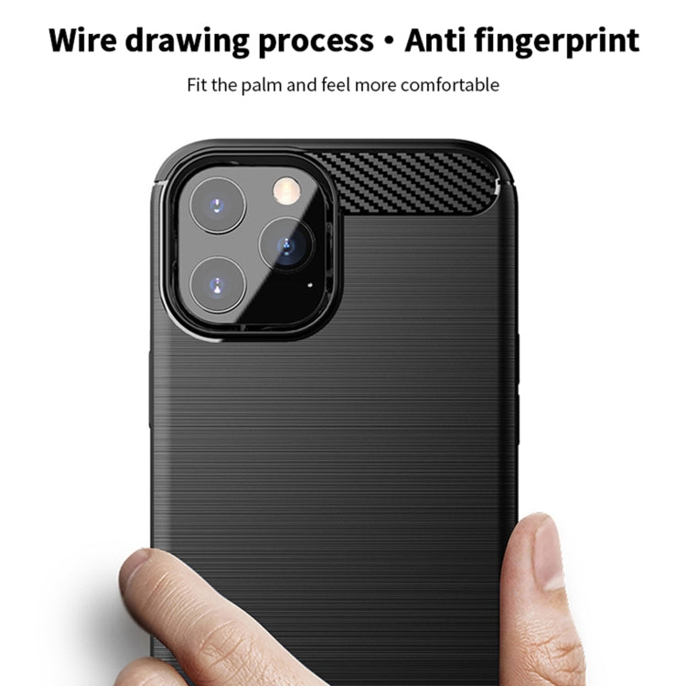For iPhone 12 Pro Max MOF Gentleness Series Brushed Texture Carbon Fiber Soft TPU Case(Black)