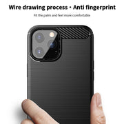 For iPhone 12 Pro Max MOF Gentleness Series Brushed Texture Carbon Fiber Soft TPU Case(Black)
