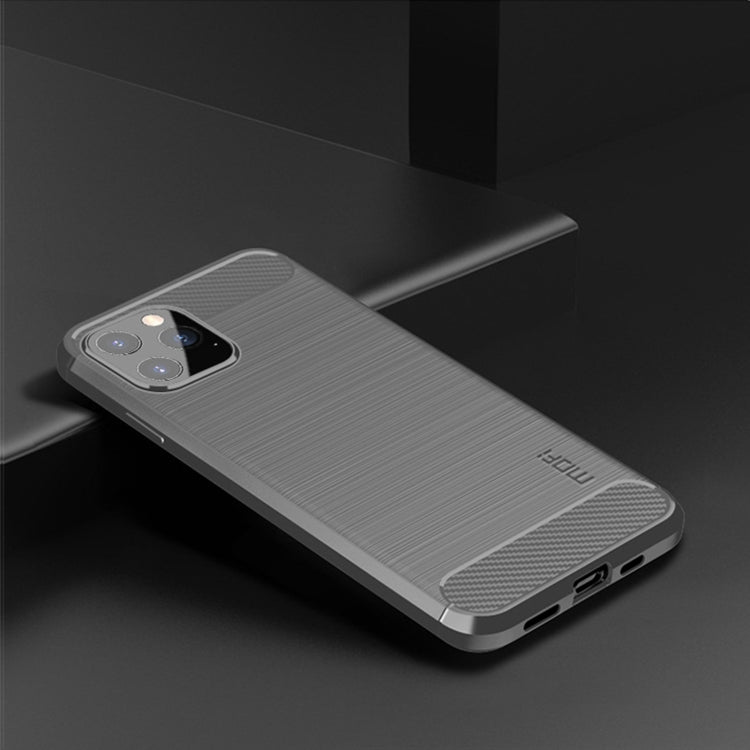 For iPhone 12 Pro Max MOF Gentleness Series Brushed Texture Carbon Fiber Soft TPU Case(Gray)