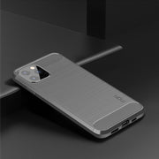 For iPhone 12 Pro Max MOF Gentleness Series Brushed Texture Carbon Fiber Soft TPU Case(Gray)