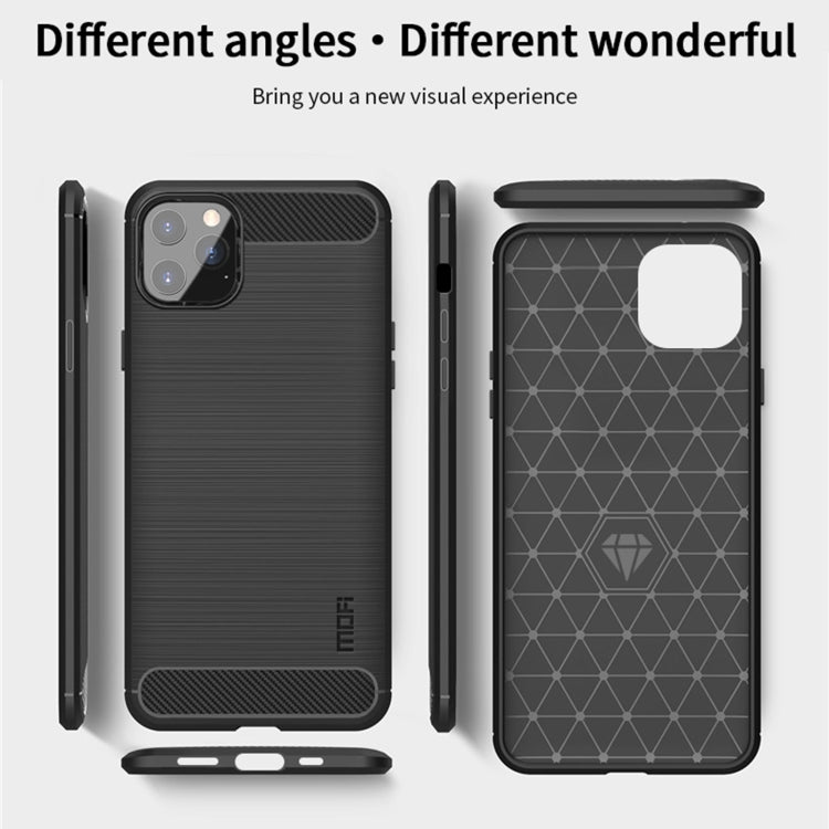 For iPhone 12 Pro Max MOF Gentleness Series Brushed Texture Carbon Fiber Soft TPU Case(Gray)